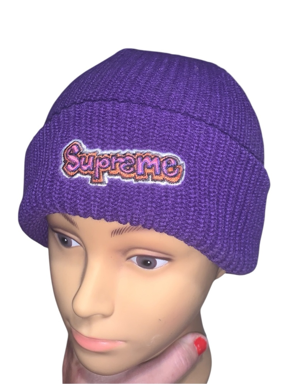 Supreme Gonz Beanie Purple Embroidered Logo 90s
